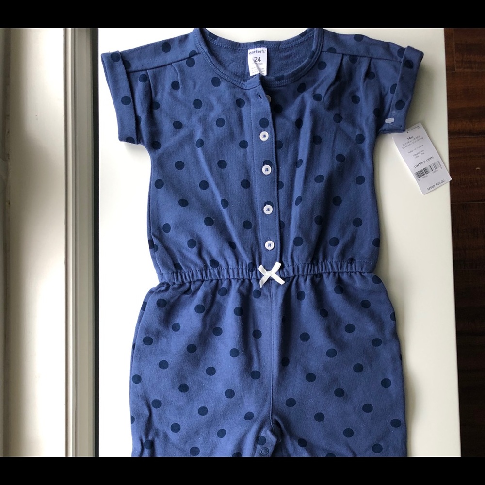 Carters blue polka dot romper size 24 months